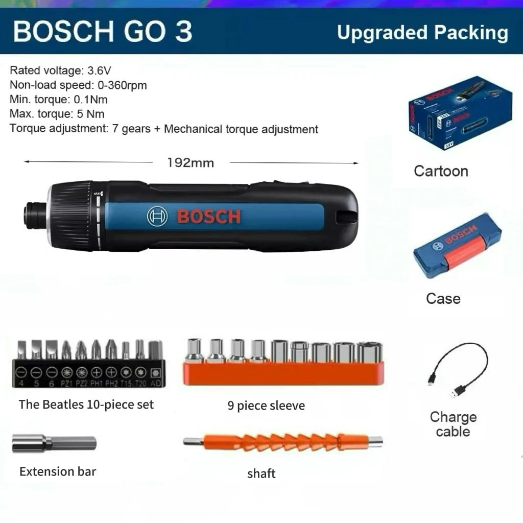 BOSCH GO Cordless Screwdriver – Lithium-ion with Box Professional  Tool Set